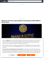 Binance Coin Price Eyes Bullish Continuation With $800 in Clear View - Brave New Coin