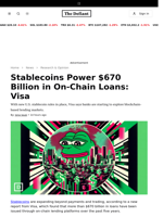 Stablecoins Power $670 Billion in On-Chain Loans: Visa - 