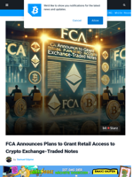 FCA Announces Plans to Grant Retail Access to Crypto Exchange-Traded Notes
