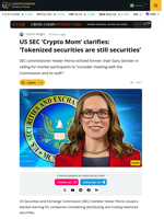 ‘Crypto Mom’ Clarifies: ‘Tokenized Securities Are Still Securities’