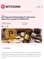 OKX Operator Pleads Guilty To Unlicensed Operations, Agrees To $500M Fine - 99Bitcoins