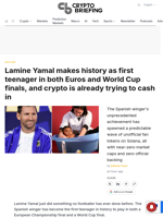 Lamine Yamal makes history as first teenager in both Euros and World Cup finals, and crypto is already trying to cash in