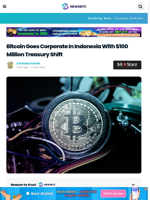 Bitcoin Goes Corporate In Indonesia With $100M Treasury Shift