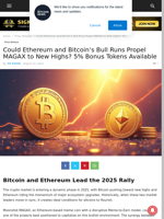 Could Ethereum and Bitcoin’s Bull Runs Propel MAGAX to New Highs? 5% Bonus Tokens Available | Live Bitcoin News