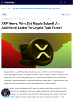 XRP News: Why Did Ripple Submit An Additional Letter To Crypto Task Force?