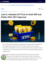 Just In: Hashdex ETF First to Hold XRP and Stellar After SEC Approval