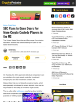 SEC Plans to Open Doors For More Crypto Custody Players in the US