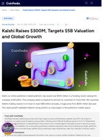 Kalshi Raises $300M, Targets $5B Valuation and Global Growth