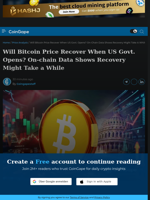 Will Bitcoin Price Recover When US Govt. Opens? On-chain Data Shows Recovery Might Take a While