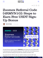 Zoomex Referral Code (4RMVN1G): Steps to Earn Free USDT Sign-Up Bonus – CryptoNinjas