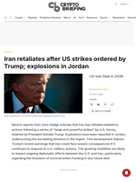 Iran retaliates after US strikes ordered by Trump; explosions in Jordan