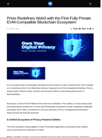 Privix Redefines Web3 with the First Fully Private EVM-Compatible Blockchain Ecosystem - Visionary Financial