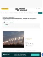 Iran threatens US warships in Hormuz, markets see no change in military odds