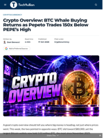 Crypto Overview: BTC Whale Buying Returns as Pepeto Trades 150x Below PEPE’s High - TechBullion