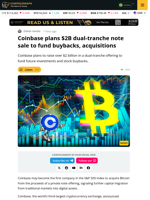 Coinbase plans $2B dual-tranche Note Sale to fund buybacks, acquisitions