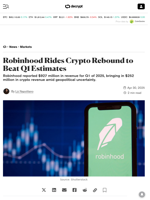 Robinhood Rides Crypto Rebound to Beat Q1 Estimates - Decrypt
