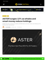 ASTER surges 12% as whales and smart money reduce holdings
