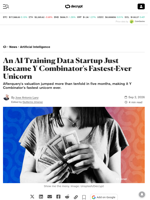 An AI Training Data Startup Just Became Y Combinator's Fastest-Ever Unicorn - Decrypt