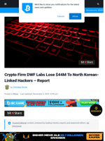 Crypto Firm DWF Labs Lose $44M To North Korean-Linked Hackers - Report