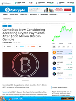 GameStop Now Considering Accepting Crypto Payments After $500 Million Bitcoin Gamble ⋆ ZyCrypto