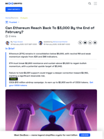 Can ETH Price Hit $3,000 by February’s End? Market Outlook