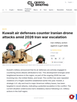 Kuwait air defenses counter Iranian drone attacks amid 2026 Iran war escalation
