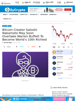 Bitcoin Creator Satoshi Nakamoto May Soon Overtake Warren Buffett To Become World’s 10th Richest ⋆ ZyCrypto