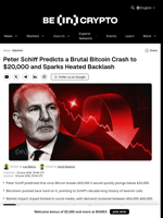 Peter Schiff Predicts a Brutal Bitcoin Crash to $20,000 and Sparks Heated Backlash