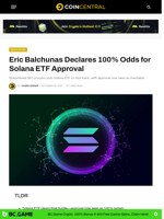 Eric Balchunas Declares 100% Odds for Solana ETF Approval