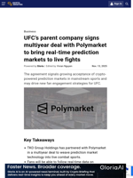 UFC’s parent company signs multiyear deal with Polymarket to bring real-time prediction markets to live fights