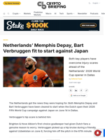 Netherlands' Memphis Depay, Bart Verbruggen fit to start against Japan