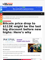 Bitcoin price drop to $113K might be the last big discount before new highs: Here’s why - The Crypto News Wire
