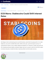 ECB Warns: Stablecoins Could Shift Interest Rates