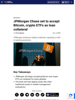 JPMorgan Chase set to accept Bitcoin, crypto ETFs as loan collateral
