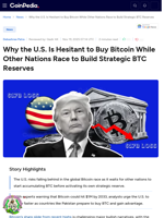 Why the U.S. Is Hesitant to Buy Bitcoin While Other Nations Race to Build Strategic BTC Reserves