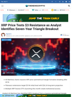 XRP Price Tests $3 Resistance as Analyst Identifies Seven-Year Triangle Breakout