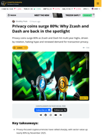 Privacy Coins Surge 80%: Zcash and Dash Back in Focus