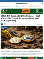 5 High-ROI Cryptos for 2025 Investors—Ozak AI’s $4.17M Presale Surge Signals the Next 500× Opportunity