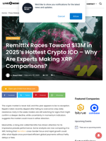 Remittix Races Toward $13M in 2025’s Hottest Crypto ICO - Why Are Experts Making XRP Comparisons? | Live Bitcoin News