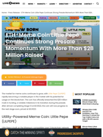 ETH-Meme Coin Little Pepe Continues Strong Presale Momentum With More Than $28 Million Raised | Live Bitcoin News