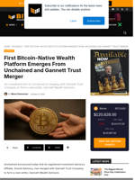 First Bitcoin-Native Wealth Platform Comes From New Merger