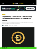 Dogecoin (DOGE) Price: Descending Channel Pattern Points to More Pain Ahead - CoinCentral