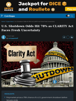 U.S. Shutdown Odds Jump to 79% Amid CLARITY Act Review