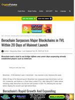 Berachain Surpasses Major Blockchains in TVL Within 20 Days of Mainnet Launch