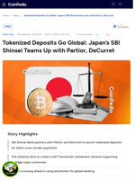Tokenized Deposits Go Global: Japan’s SBI Shinsei Teams Up with Partior, DeCurret