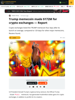 Crypto Exchanges Made $172M On Trump Memecoin: Report