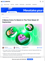 3 Meme Coins To Watch In The Third Week Of September