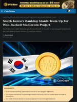 South Korea's Banking Giants Team Up For Won-Backed Stablecoin Project