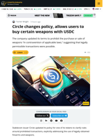 Circle Changes Policy, Allows Users to Buy Certain Weapons with USDC