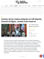 Iranian Army claims attacks on US depots, Kuwait bridges, Jordan fuel reserve